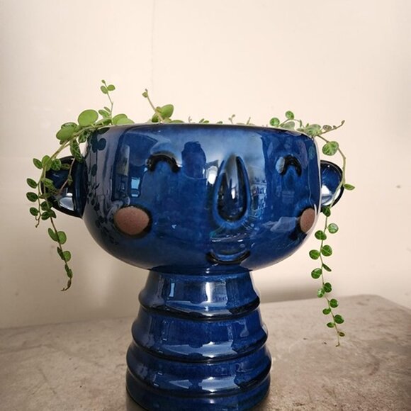 NEW 7 Inch Cute Face Planter for Indoor Outdoor Plants Ceramic Succulent Pot - Picture 10 of 10